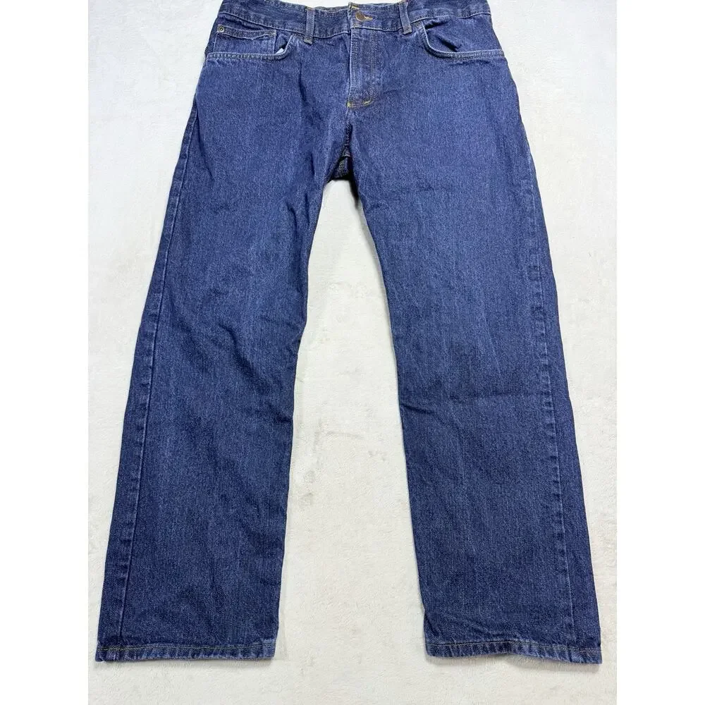 Origin USA Delta Denim Straight Leg Jeans Blue Men Size 34x28 Made In America
